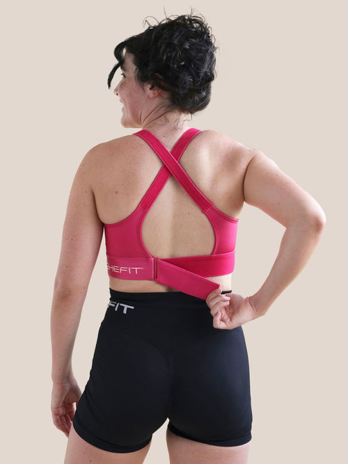 Radiant Raspberry Ribshine Flex Sports Bra Size Medium