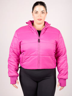 Cropped Puffer Jacket - Plum Wine