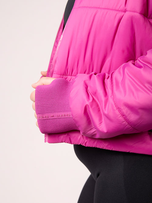 Cropped Puffer Jacket - Plum Wine