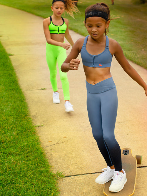 Girls' Low Impact Sports Bra - Washed Denim