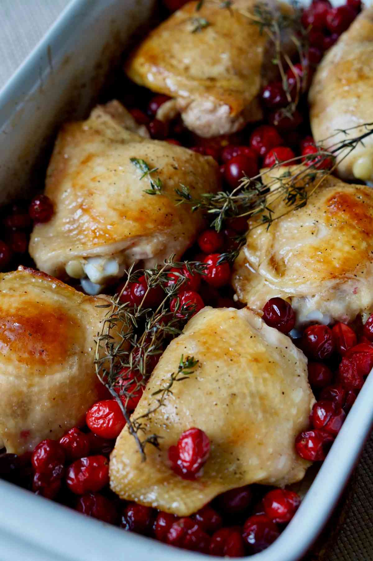 CHEFIT: Thyme Roasted Chicken Thighs with Cranberries