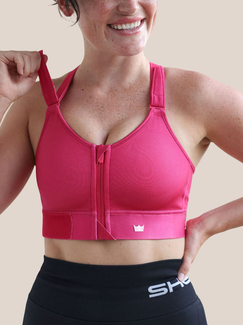 Radiant Raspberry Ribshine Flex Sports Bra Size Medium