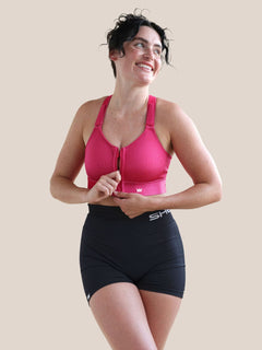 Radiant Raspberry Ribshine Flex Sports Bra Size Medium