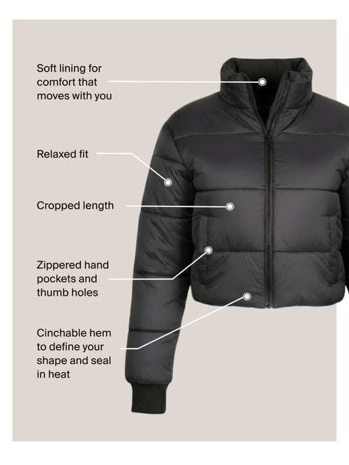 Cropped Puffer Jacket - Plum Wine