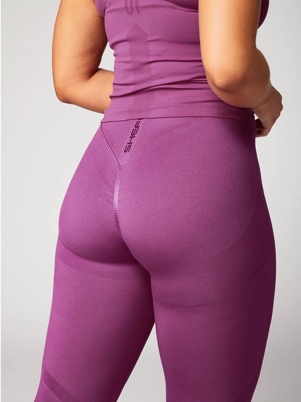 Gymshark Dry Leggings Women's Gray Purple Waistband Size Small S Full Leg