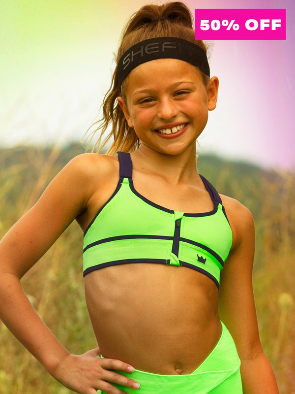 SHEFIT®  Girls Low Impact Sports Bra - Neon Green