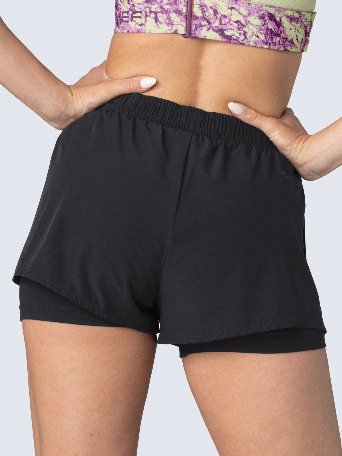 US, Glaze 2-in-1 Shorts - Black, Workout Shorts Women