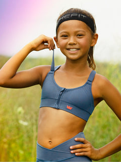 Girls' Low Impact Sports Bra - Washed Denim