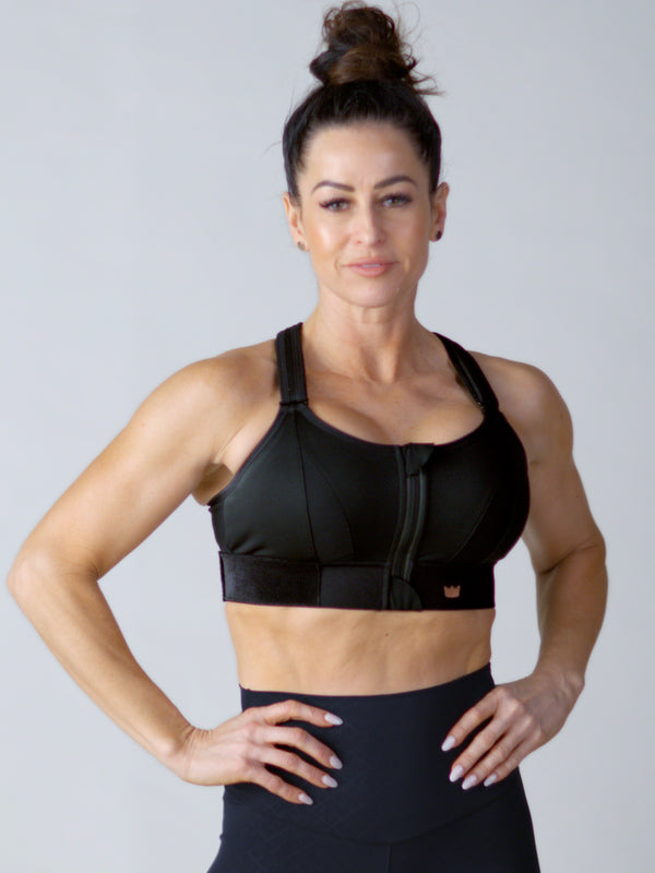 Black SHEFIT® Flex Sports Bra. The Support and Fit like no other