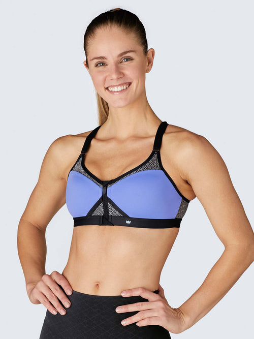 Exhilarate Sports Bra - Pacific Blue & Black