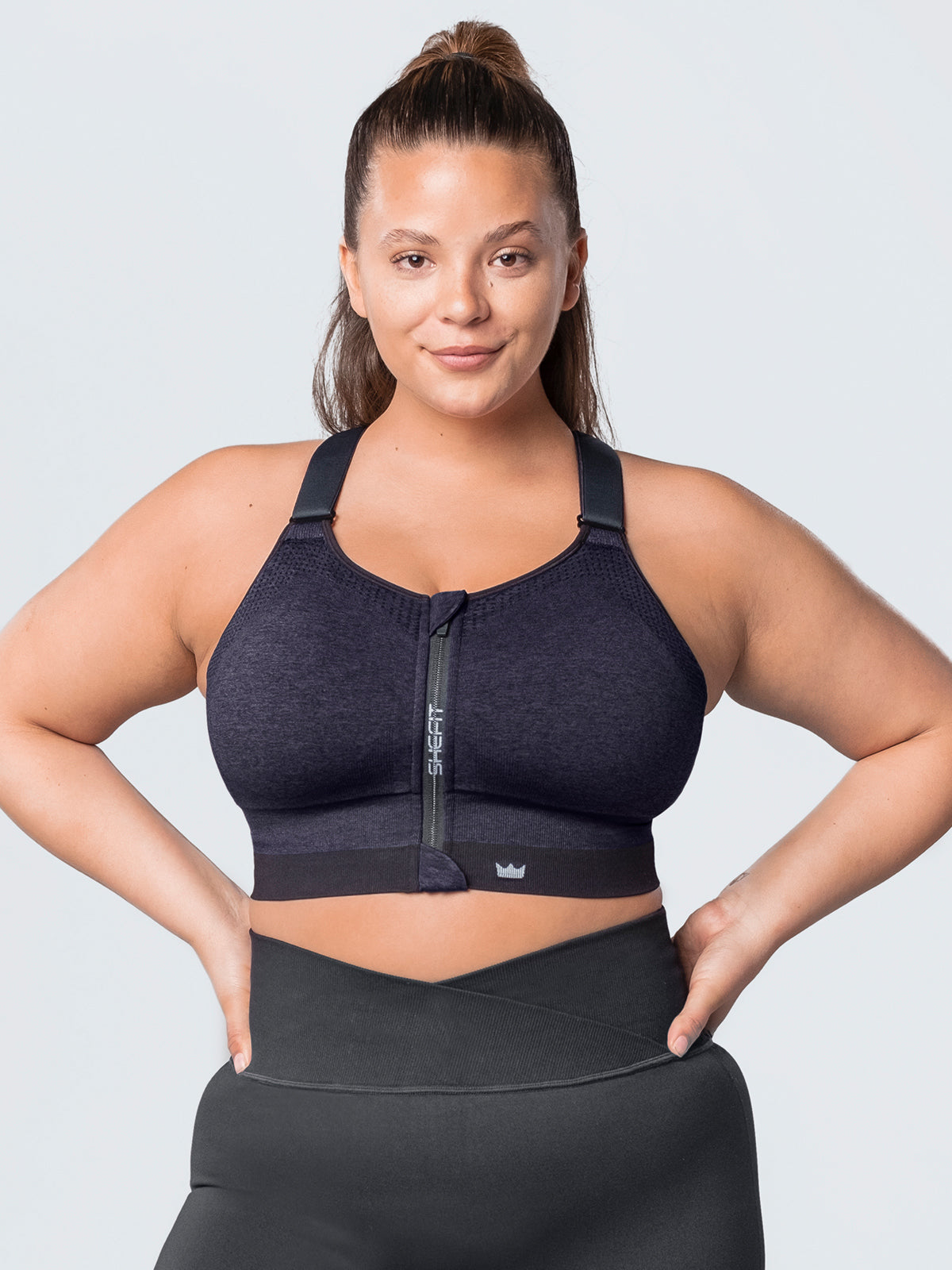 Women High Impact Sports Bra Front Zipper Plus Size Padded Yoga Push Up Vest